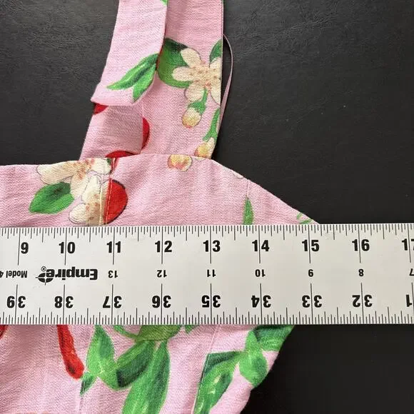 Zara Womens XS Cherry Print Sleeveless A-Line Mini Dress Tie Straps Straight Nec - Picture 7 of 9